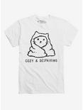 Cozy & Despairing Cat T-Shirt, WHITE, hi-res