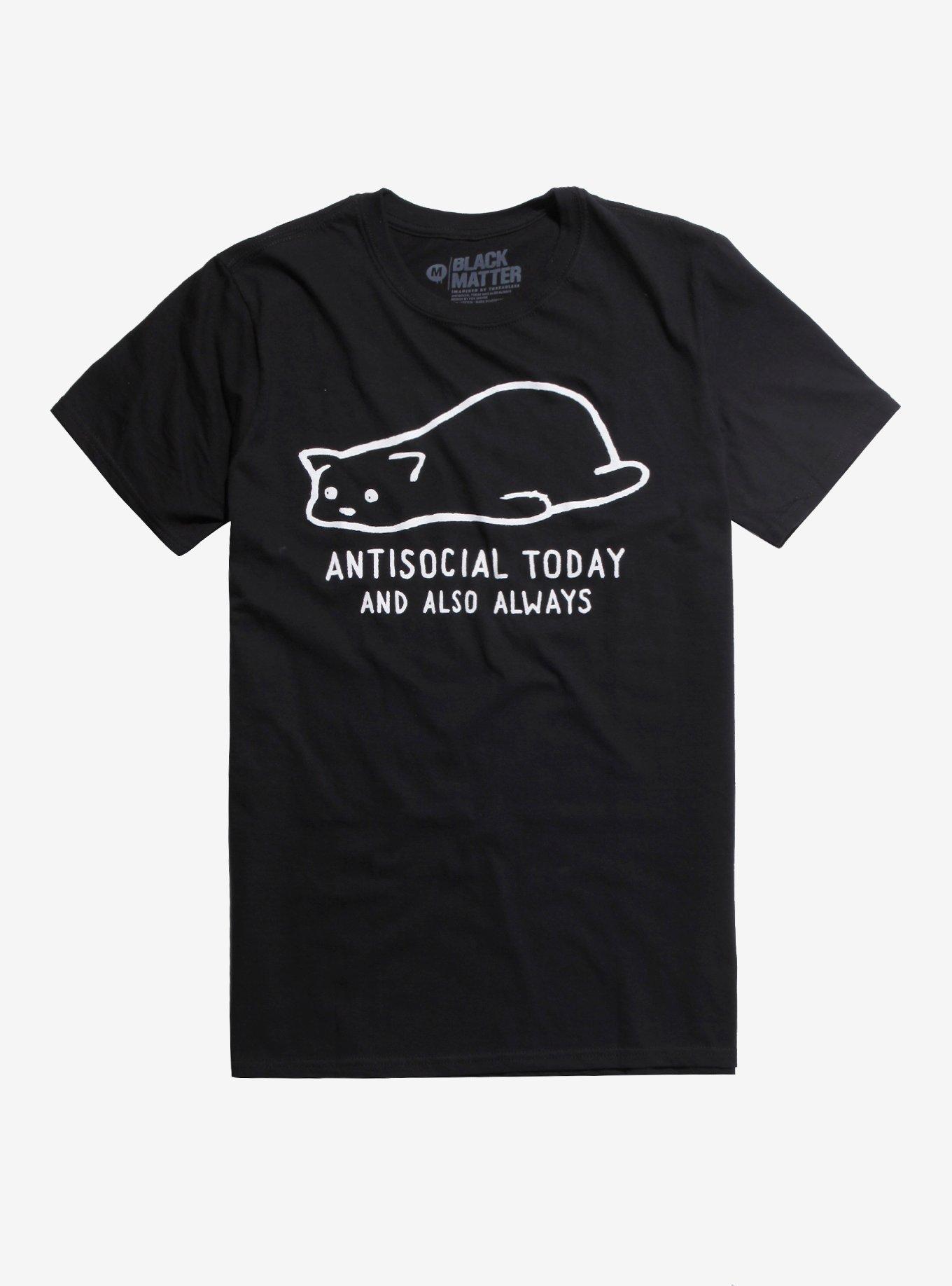 Antisocial Today And Also Always Cat T-Shirt, BLACK, hi-res