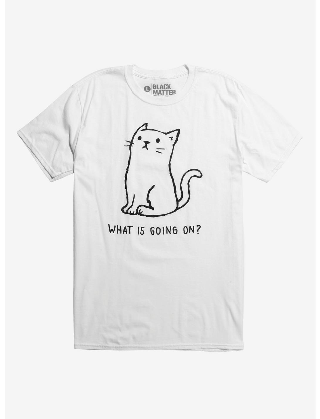 What Is Going On Cat T-Shirt, WHITE, hi-res