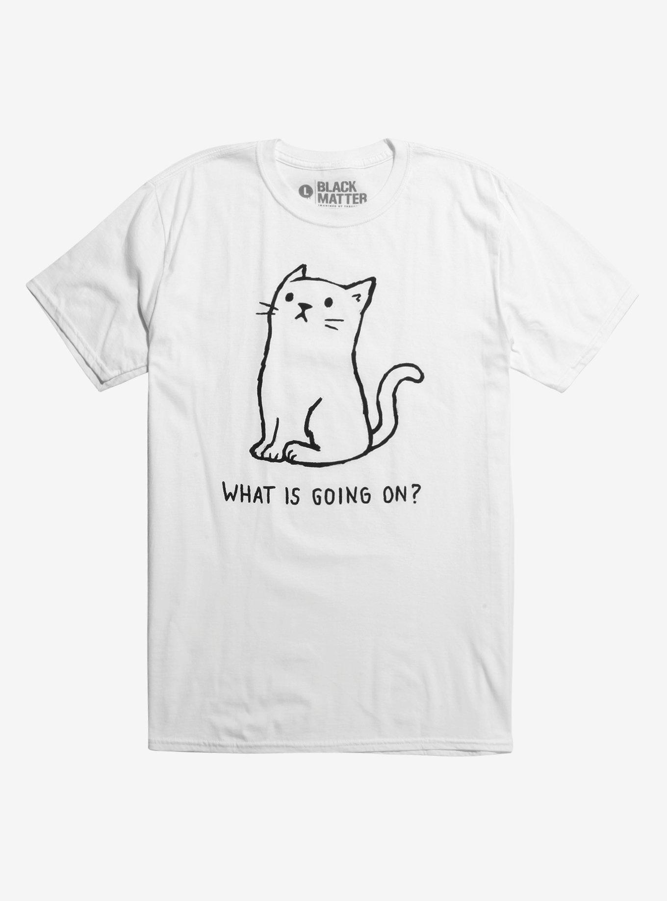 What Is Going On Cat T-Shirt, WHITE, hi-res