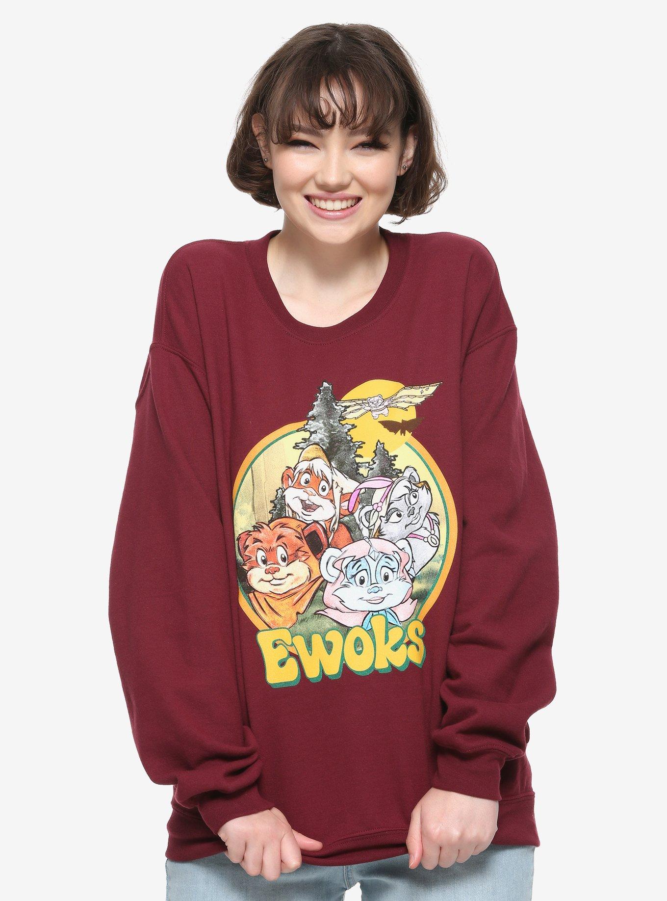 Our Universe Star Wars Ewok Forest Crewneck, MAROON, hi-res