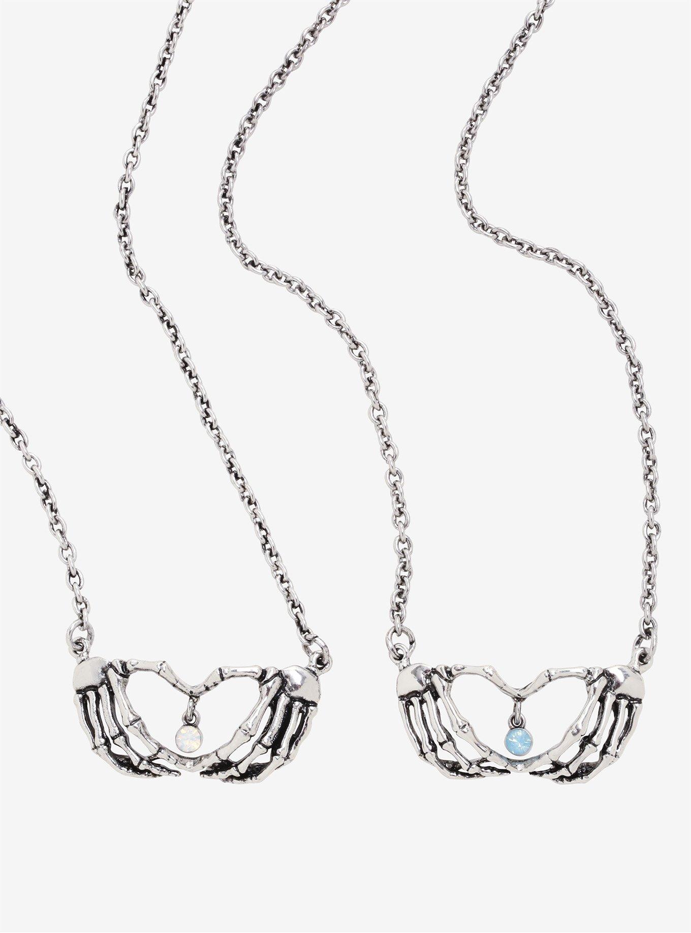 Skeleton Hands Best Friend Necklace Set, , hi-res