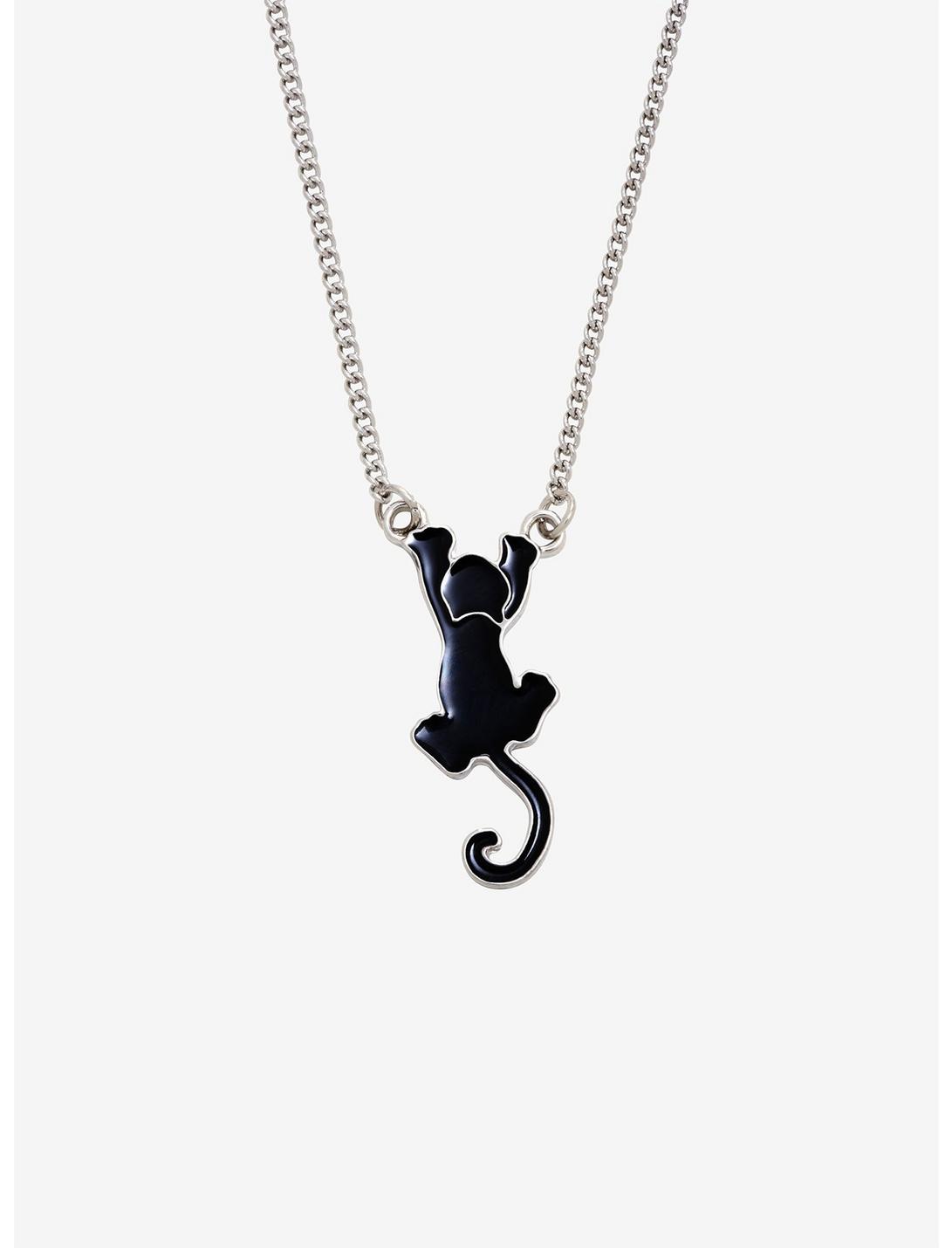 Hanging Black Cat Necklace, , hi-res