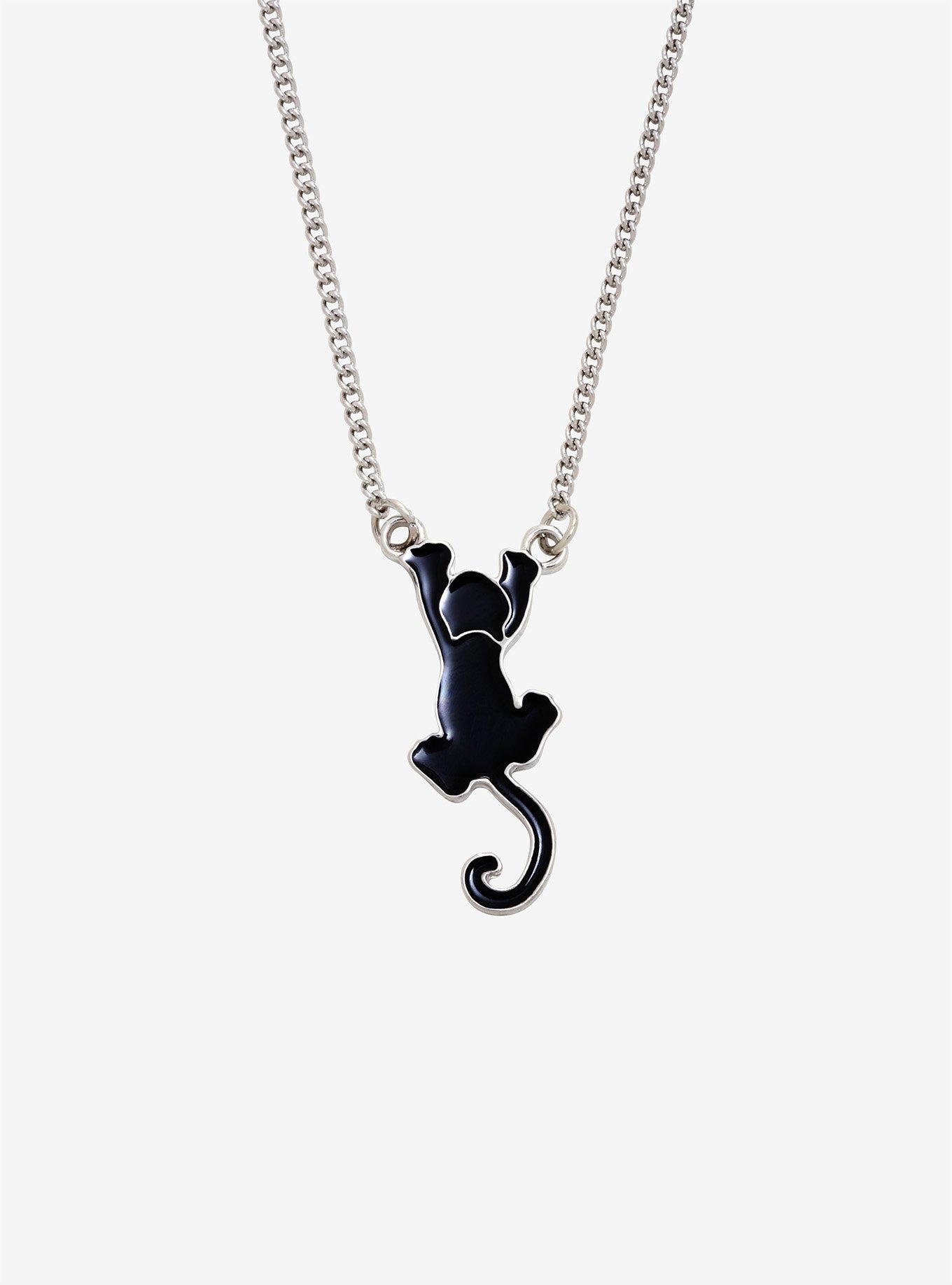 Hanging Black Cat Necklace, , hi-res