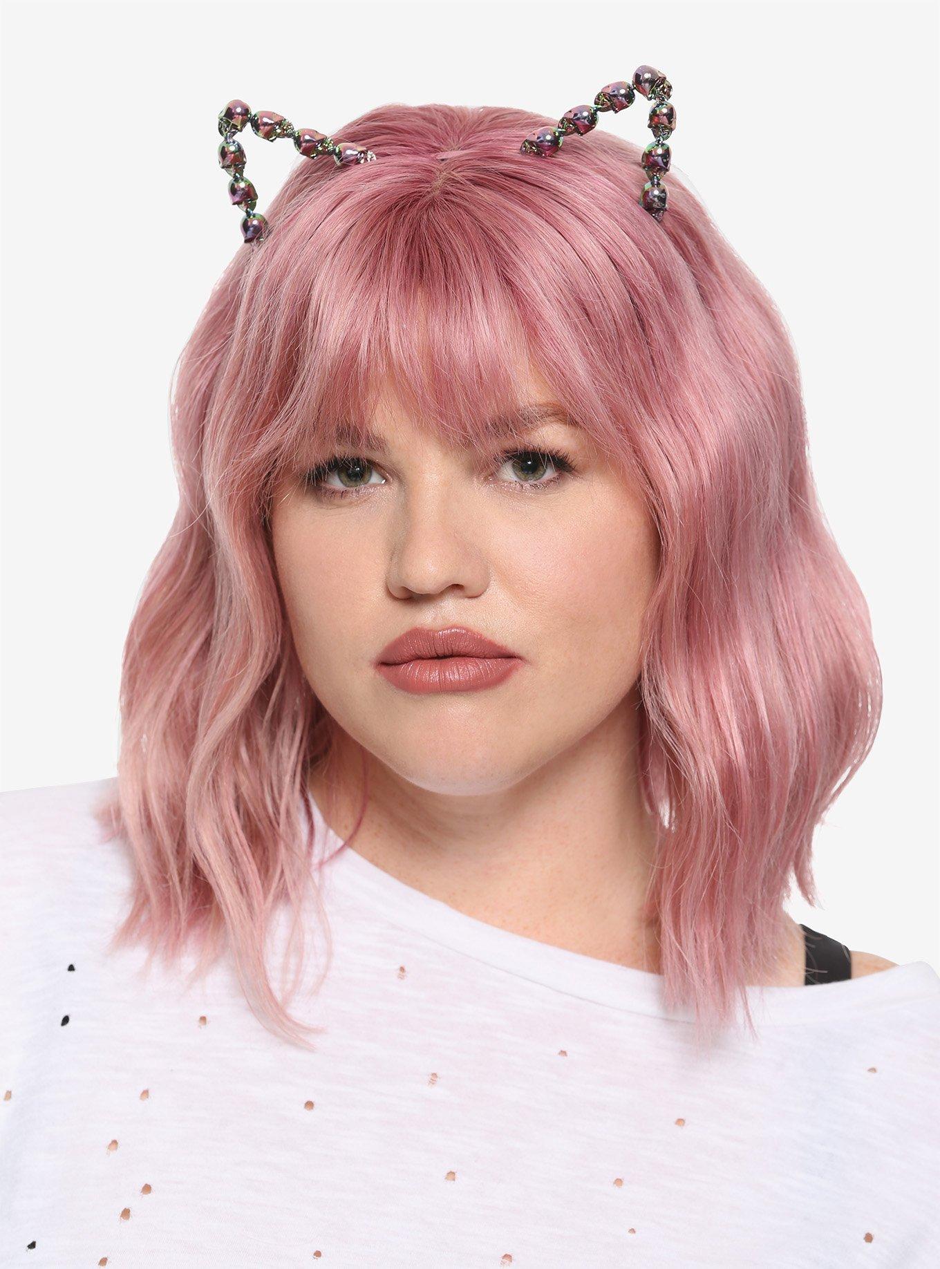 Anodized Skull Cat Ear Headband, , hi-res