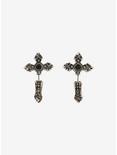 Gothic Cross Front/Back Earrings, , hi-res
