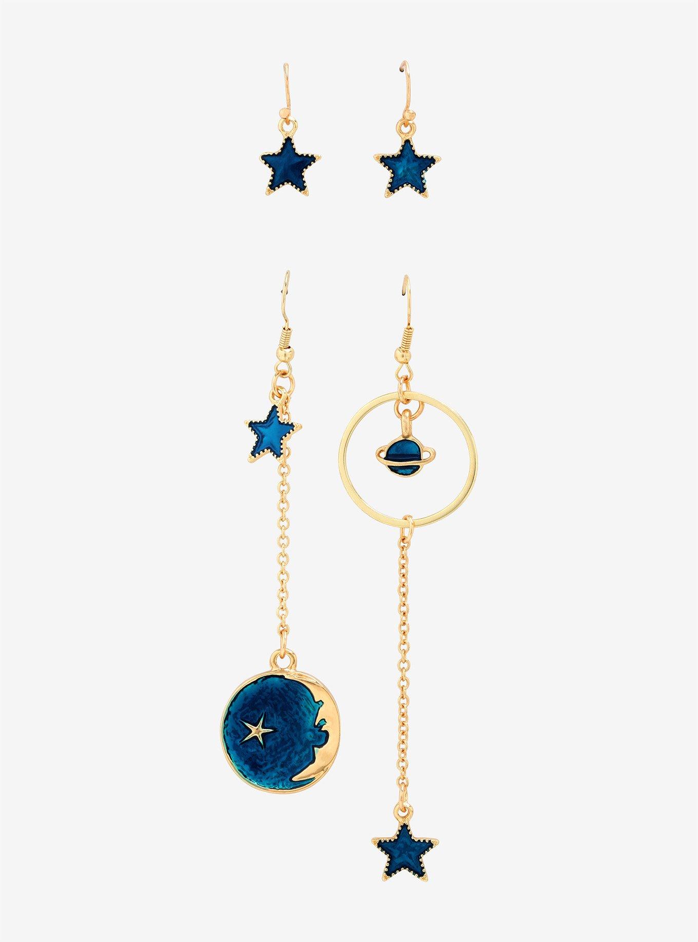 Star Planet Mismatch Drop Earring Set, , hi-res