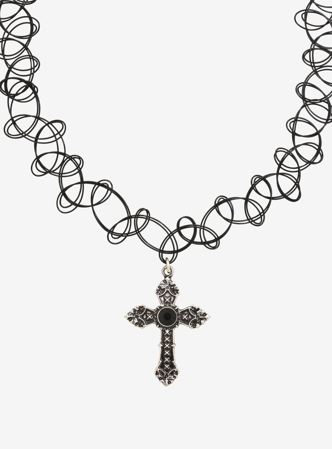 Gothic Cross Tattoo Choker, , hi-res