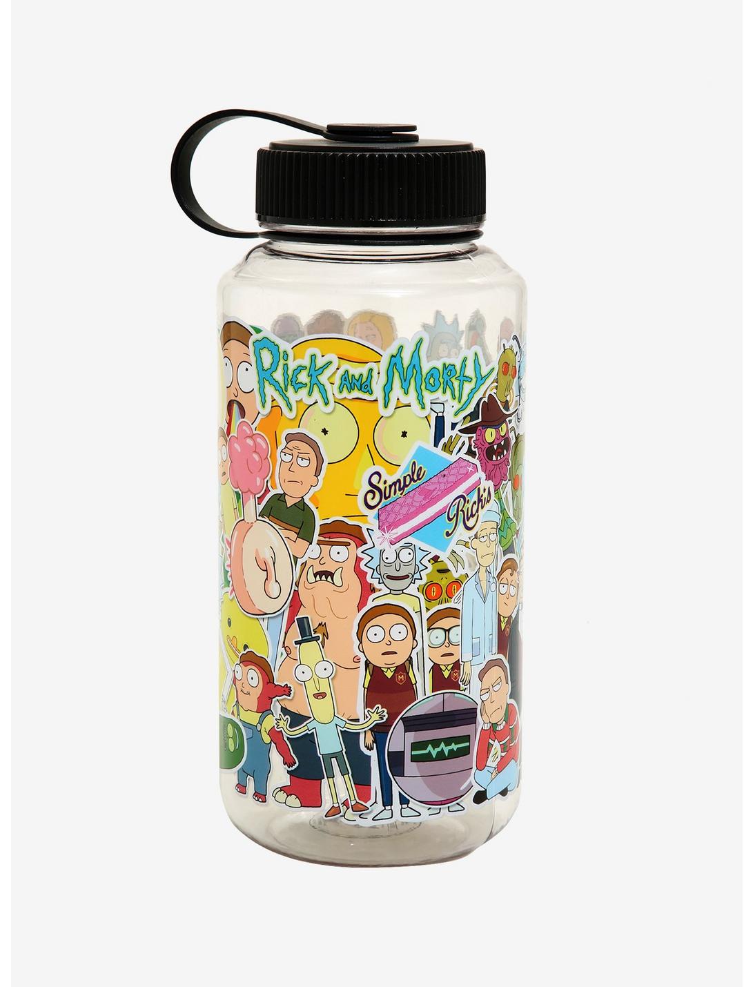 Rick and Morty Sticker Water Bottle - BoxLunch Exclusive, , hi-res