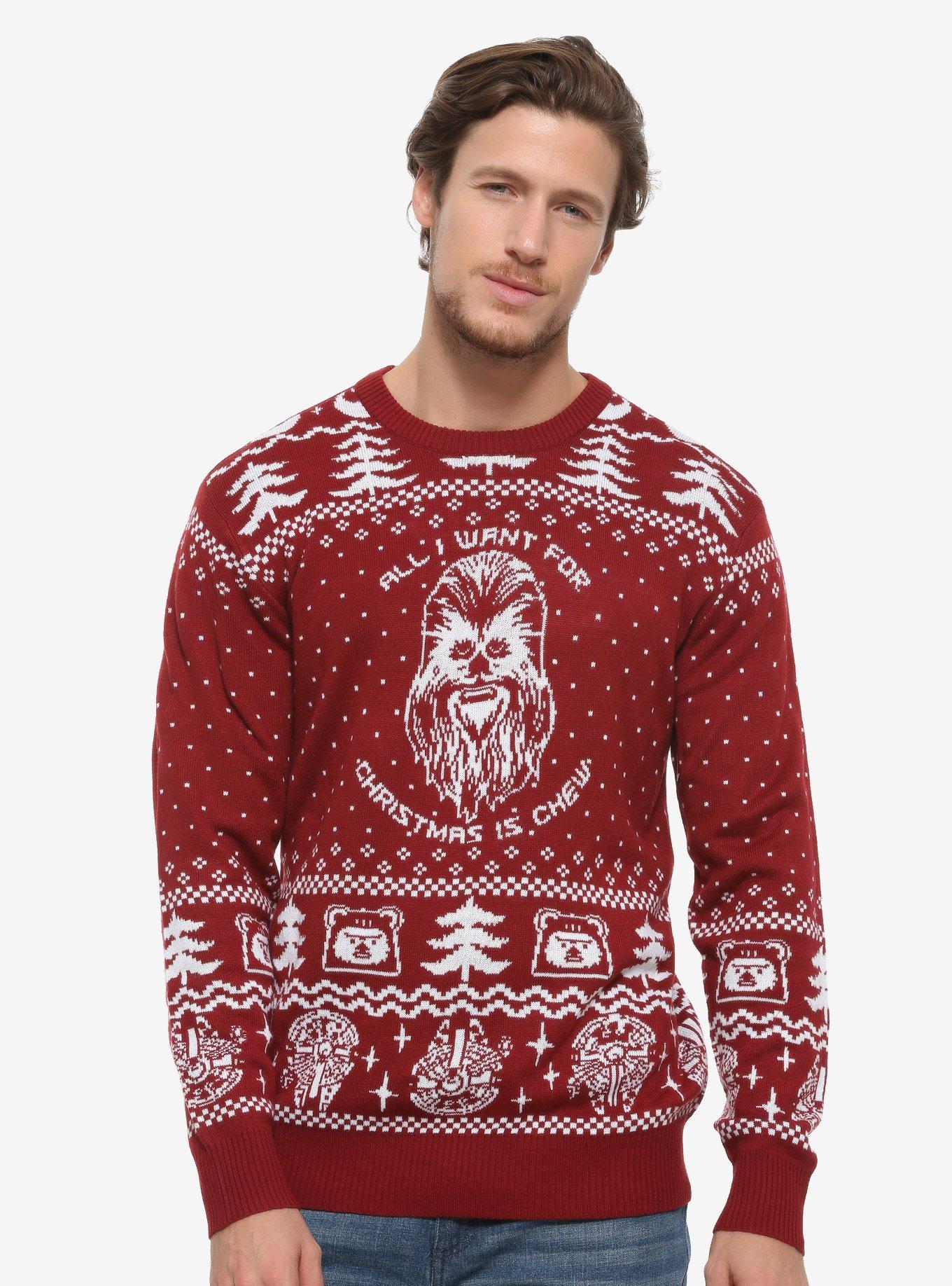 Our Universe Star Wars Chewbacca Red & White Holiday Sweater