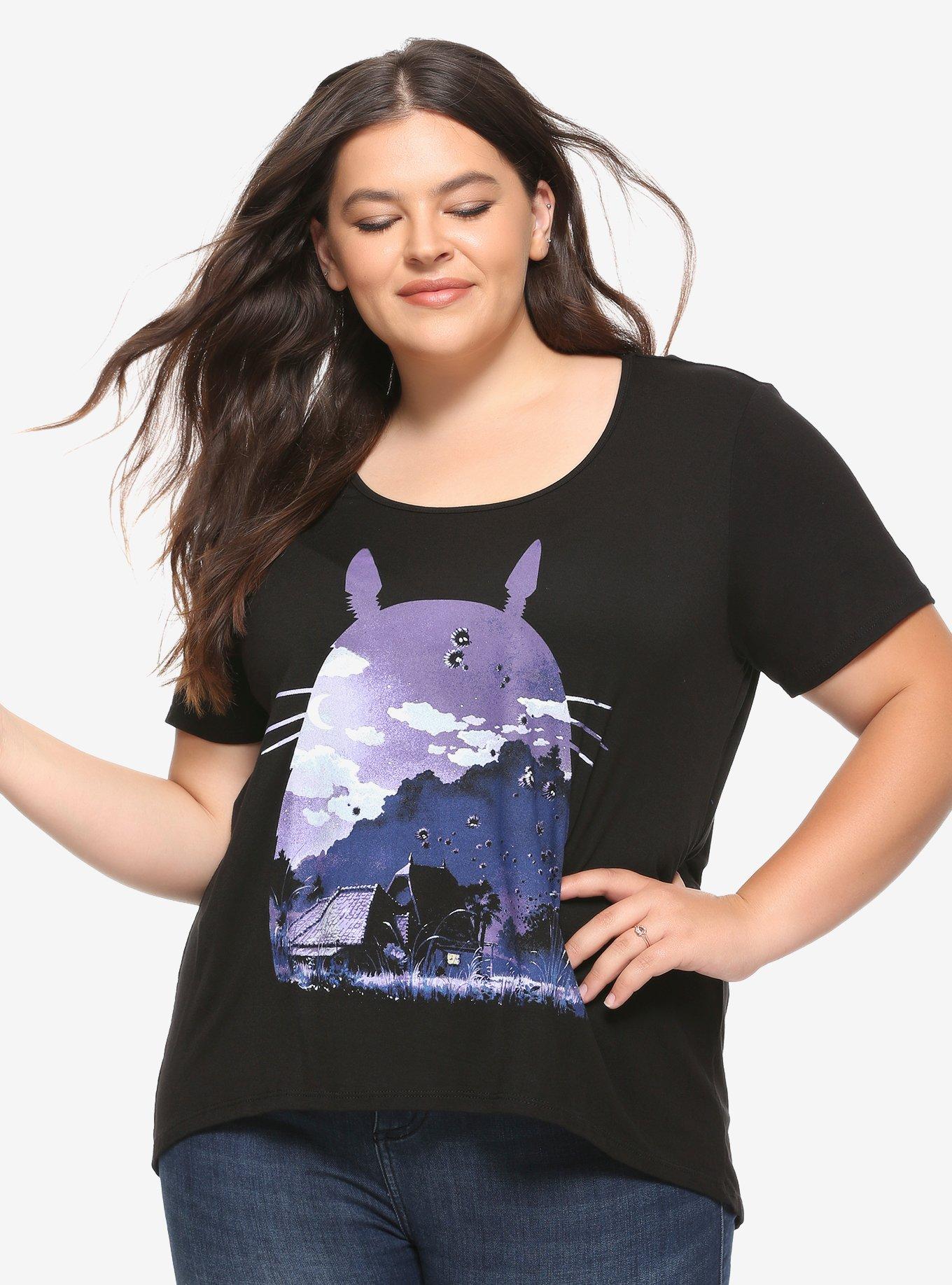 Studio Ghibli My Neighbor Totoro Purple Silhouette Girls Hi-Low T-Shirt Plus Size, PURPLE, hi-res