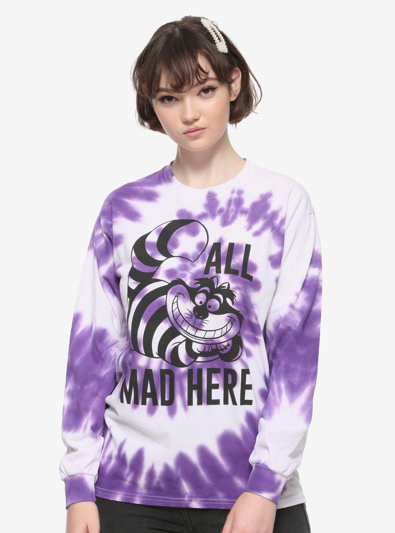 Disney Alice In Wonderland All Mad Here Tie-Dye Long-Sleeve Girls T-Shirt, WHITE, hi-res