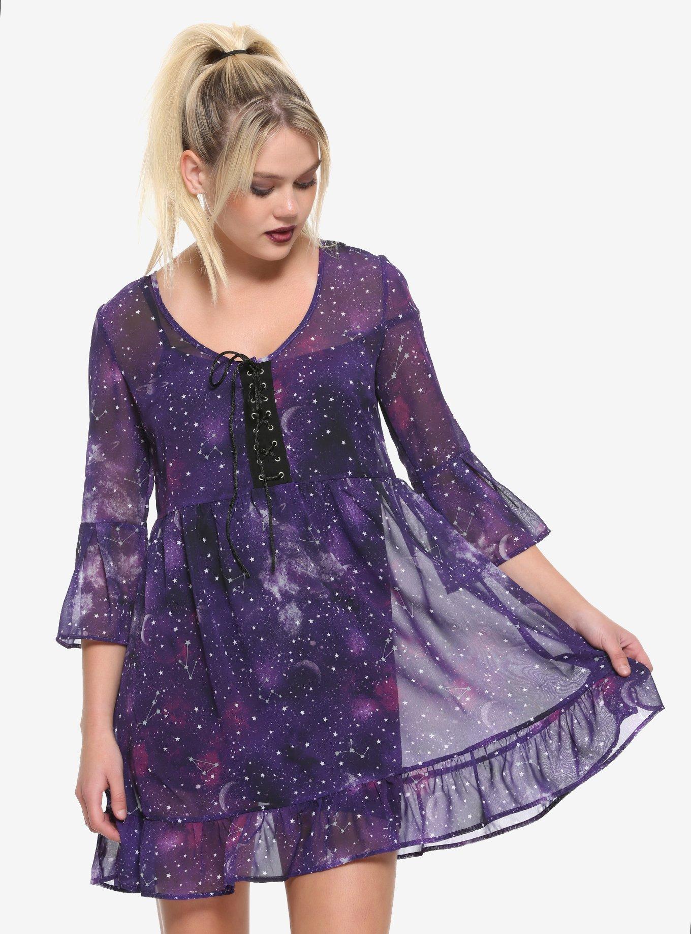 Puple Galaxy Chiffon Dress, GALAXY, hi-res