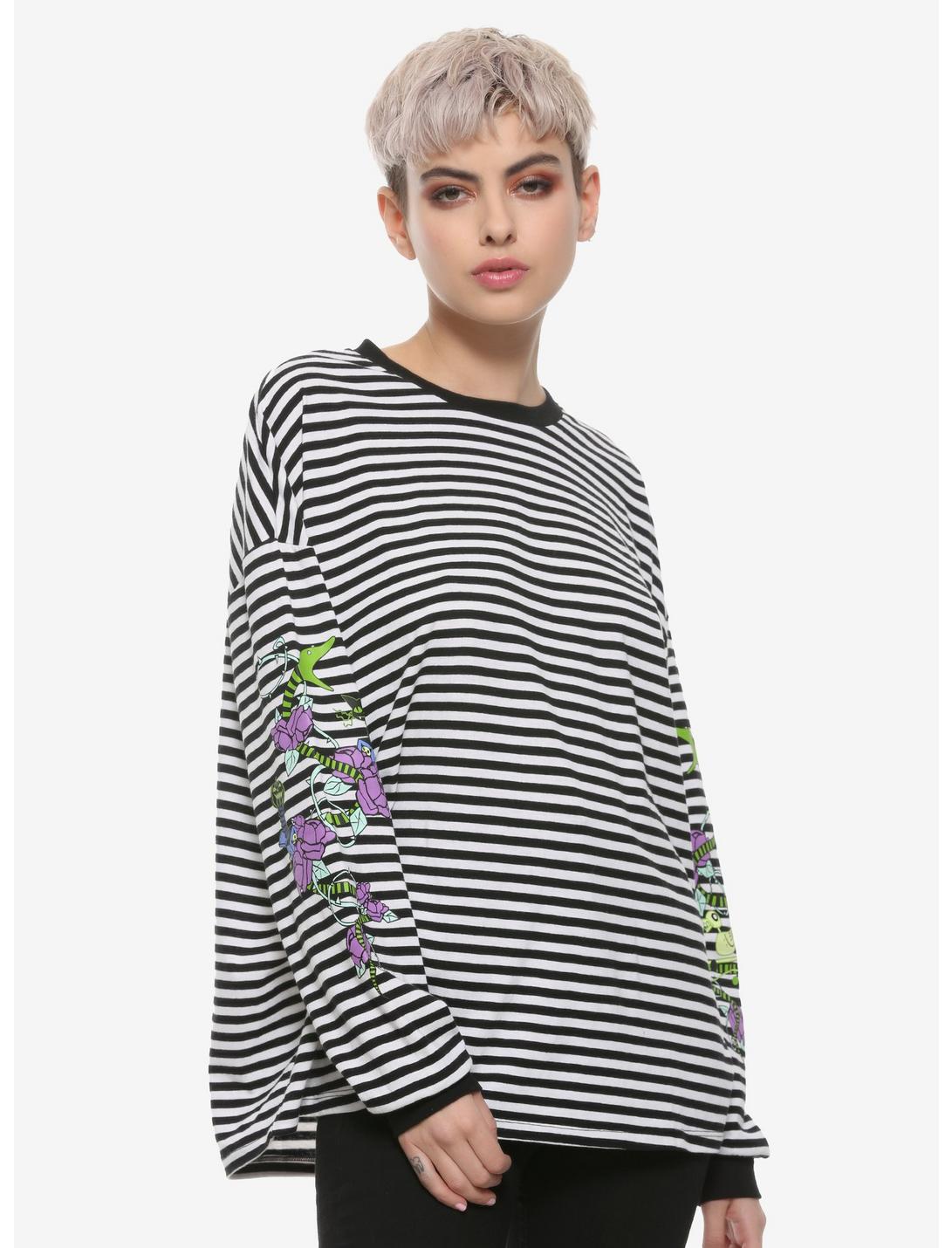 The Nightmare Before Christmas Stripe Oversized Long-Sleeve Girls T-Shirt, MULTI, hi-res