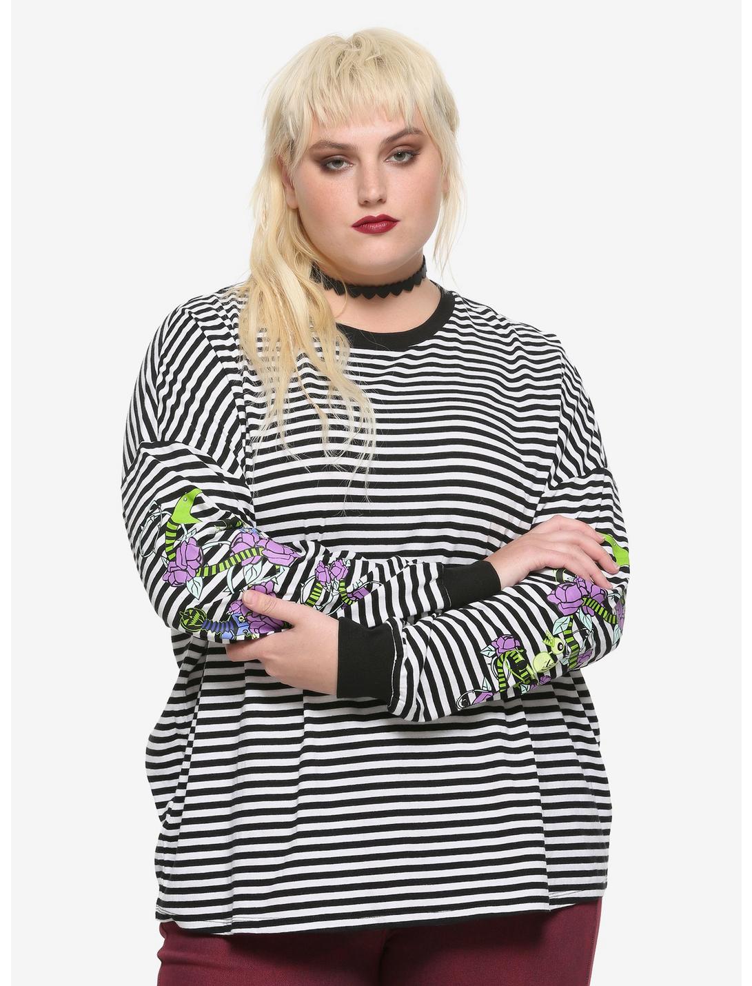 The Nightmare Before Christmas Stripe Oversized Long-Sleeve Girls T-Shirt Plus Size, MULTI, hi-res