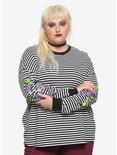 The Nightmare Before Christmas Stripe Oversized Long-Sleeve Girls T-Shirt Plus Size, MULTI, hi-res