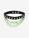 Weirdo's Gang Studs & Chains Safety Pin Faux Leather Choker, , hi-res