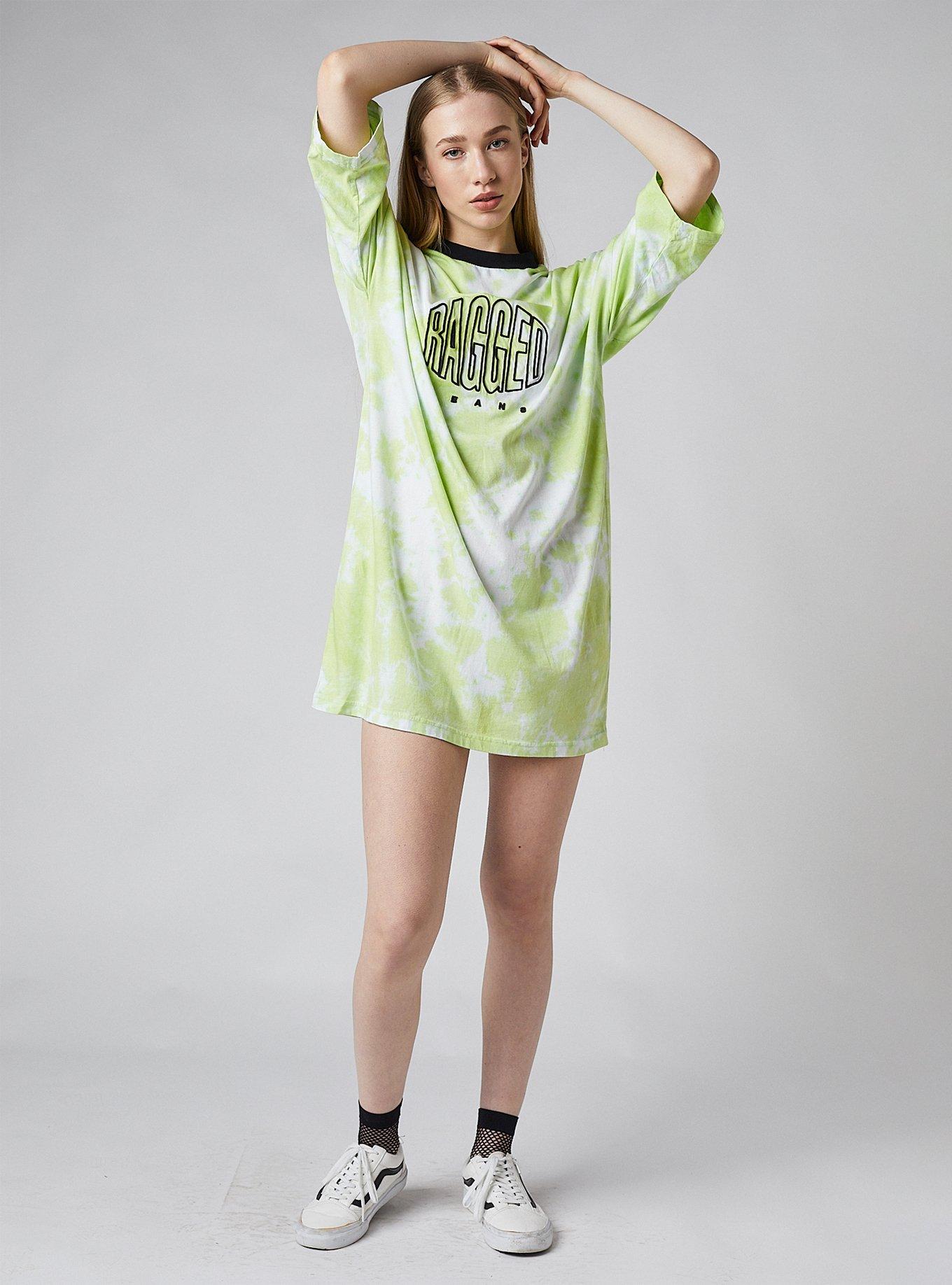 The Ragged Priest Green Tie-Dye Dress, TIE DYE, hi-res