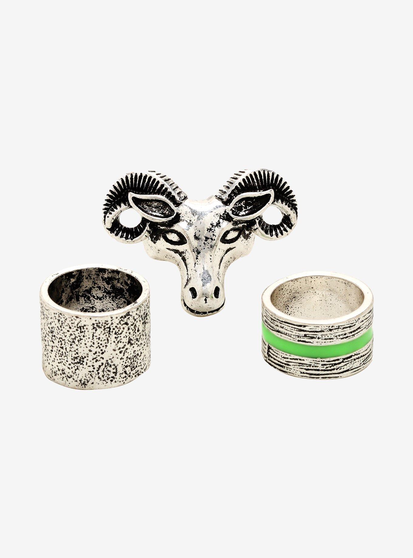 Weirdo's Gang Ram Skull Ring Set, , hi-res
