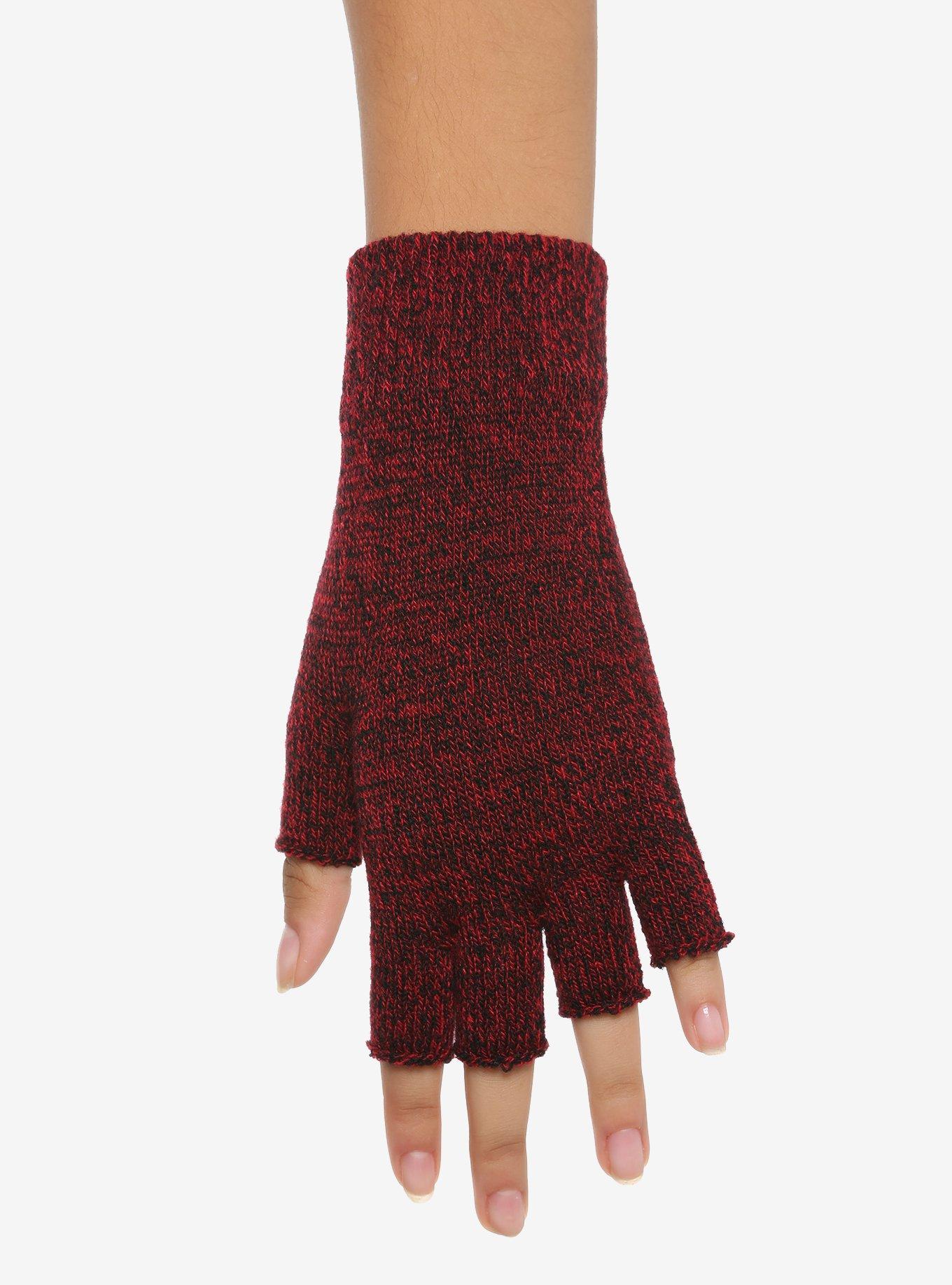Red Marled Fingerless Gloves Hot Topic