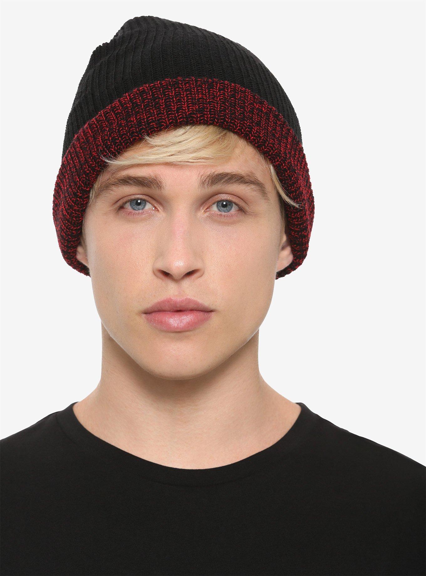 Red Marled Reversible Beanie, , hi-res