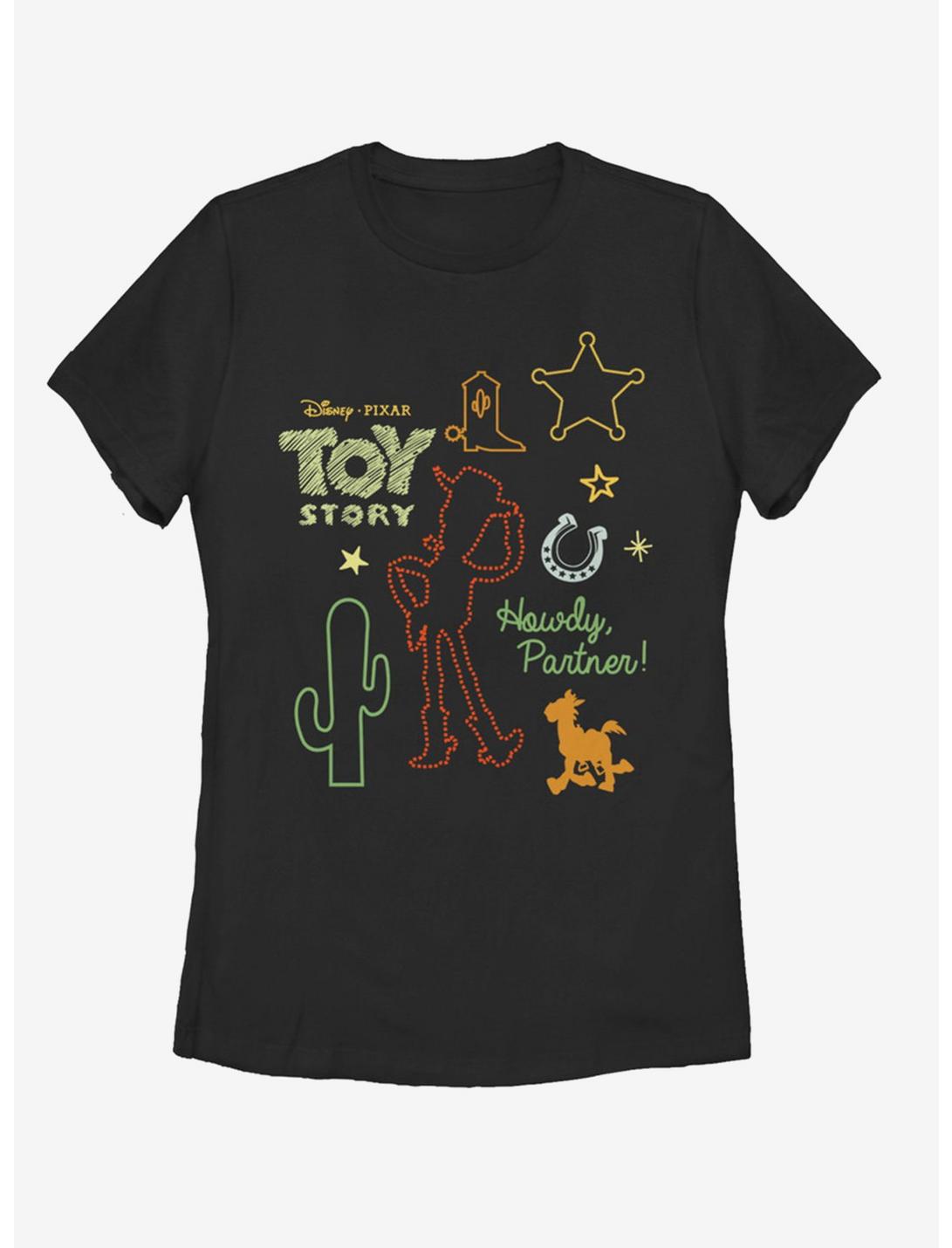 Disney Pixar Toy Story 4 Woody Folk Story Womens T-Shirt, BLACK, hi-res
