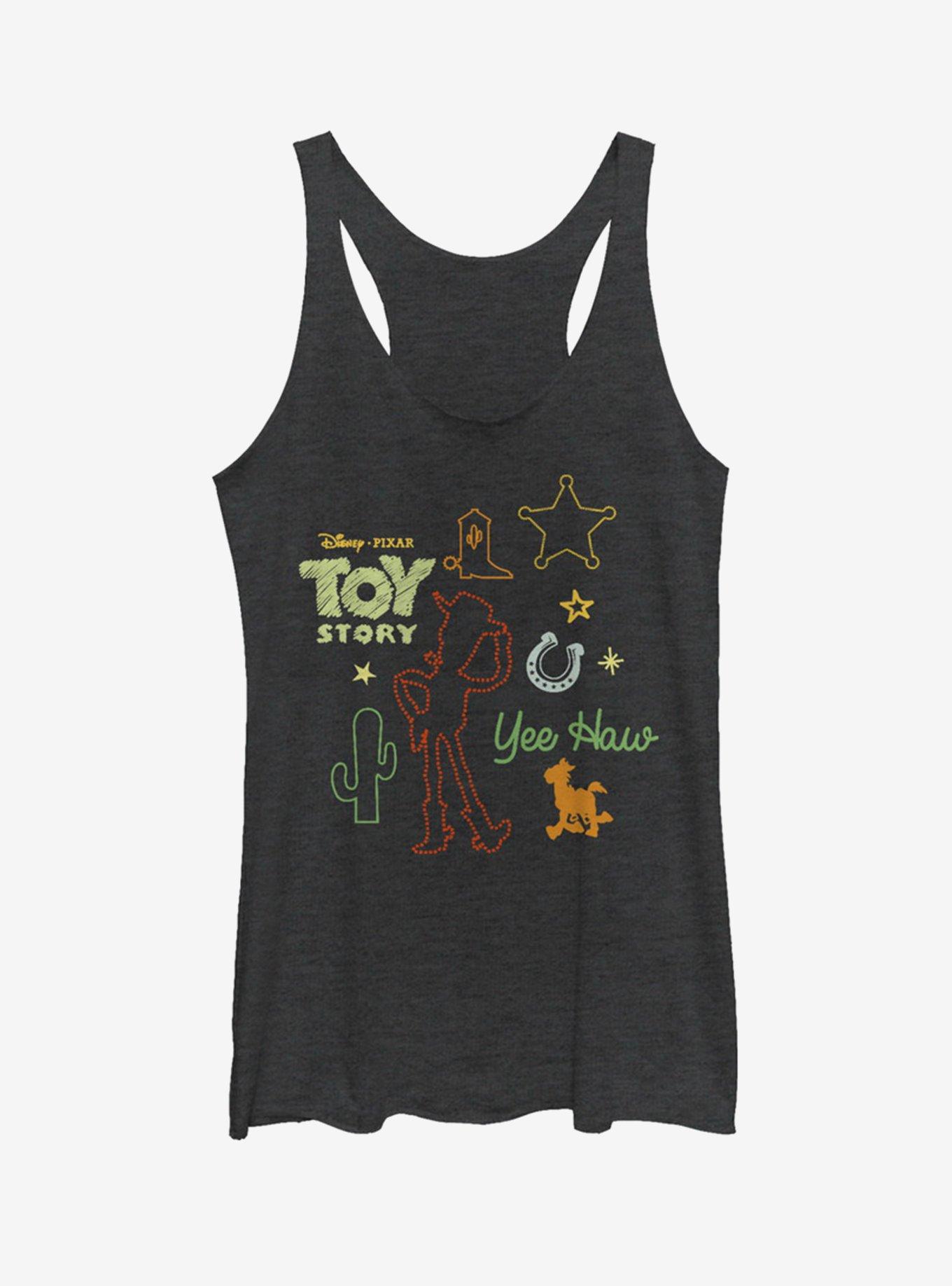 Disney Pixar Toy Story 4 Woody Folk Story Womens Tank Top, BLK HTR, hi-res
