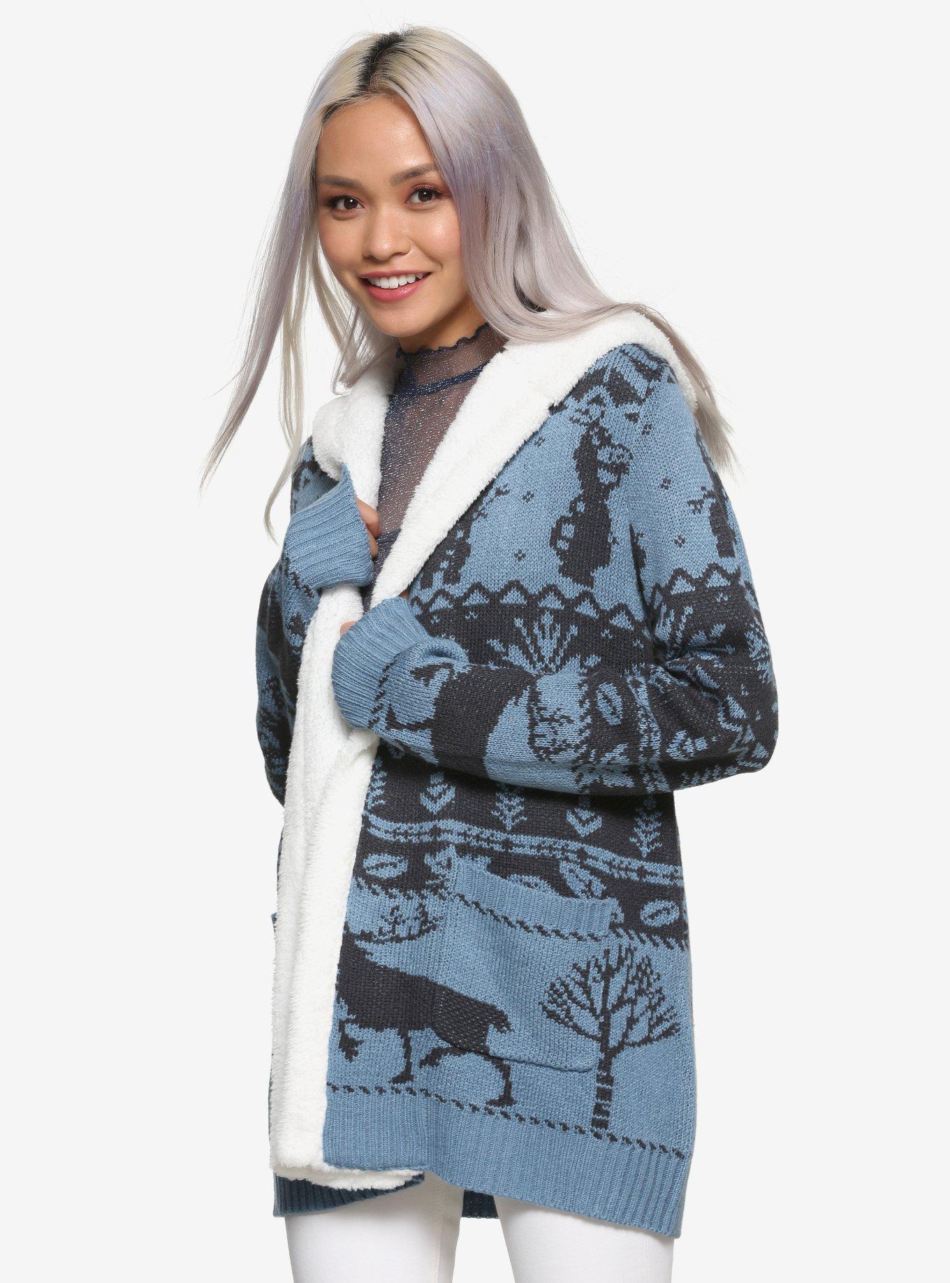 Her Universe Disney Frozen 2 Nordic Folk Pattern Sherpa Open Cardigan, MULTI, hi-res