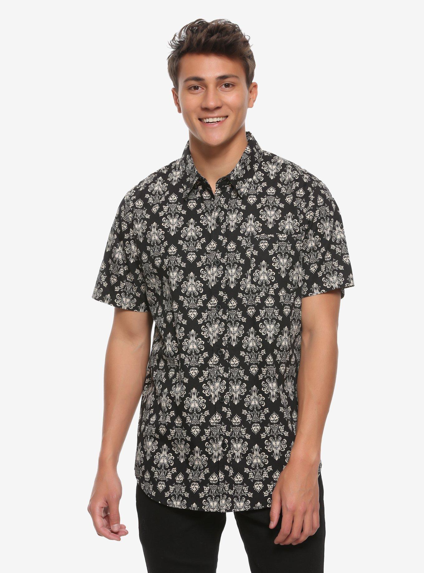 Our Universe Disney The Haunted Mansion Wallpaper Woven Button-Up, MULTI, hi-res