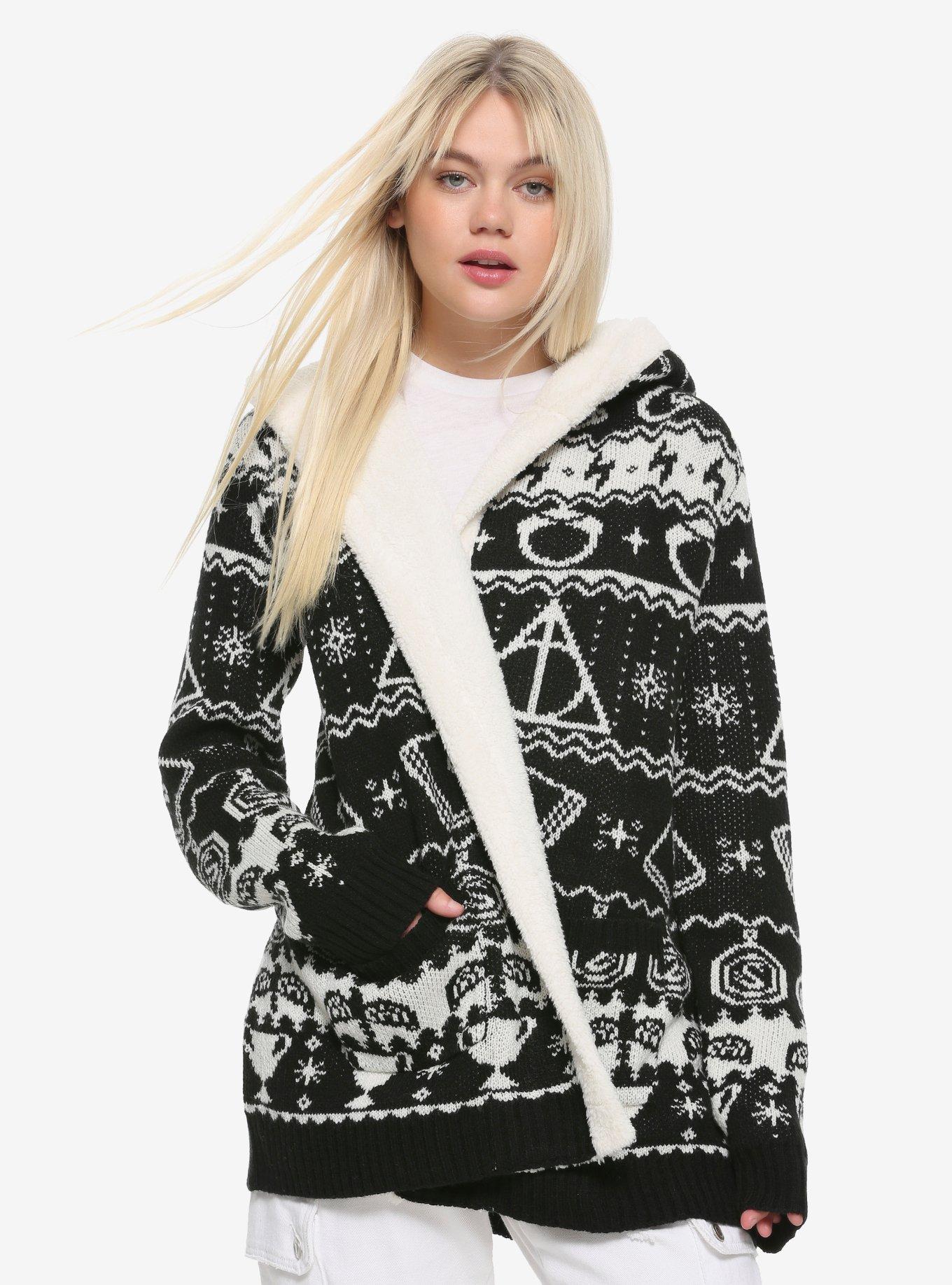 Harry Potter Horcrux Fair Isle Sherpa Girls Open Cardigan, MULTI, hi-res