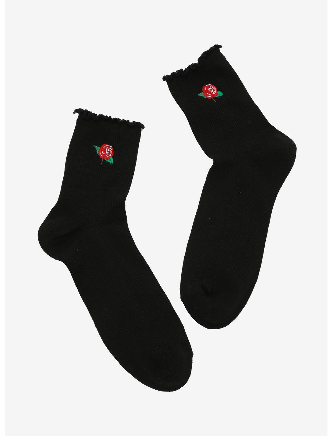 Rose Black Ankle Socks | Hot Topic