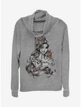 Disney Beauty and the Beast Beaute Flower Cowlneck Long-Sleeve Girls Top, GRAY HTR, hi-res