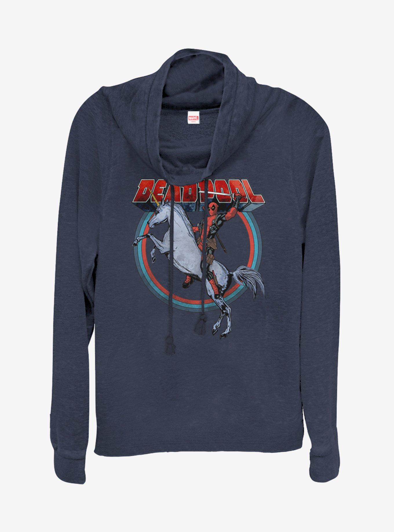 Marvel Deadpool Deadpool On Unicorn Cowlneck Long-Sleeve Girls Top, , hi-res