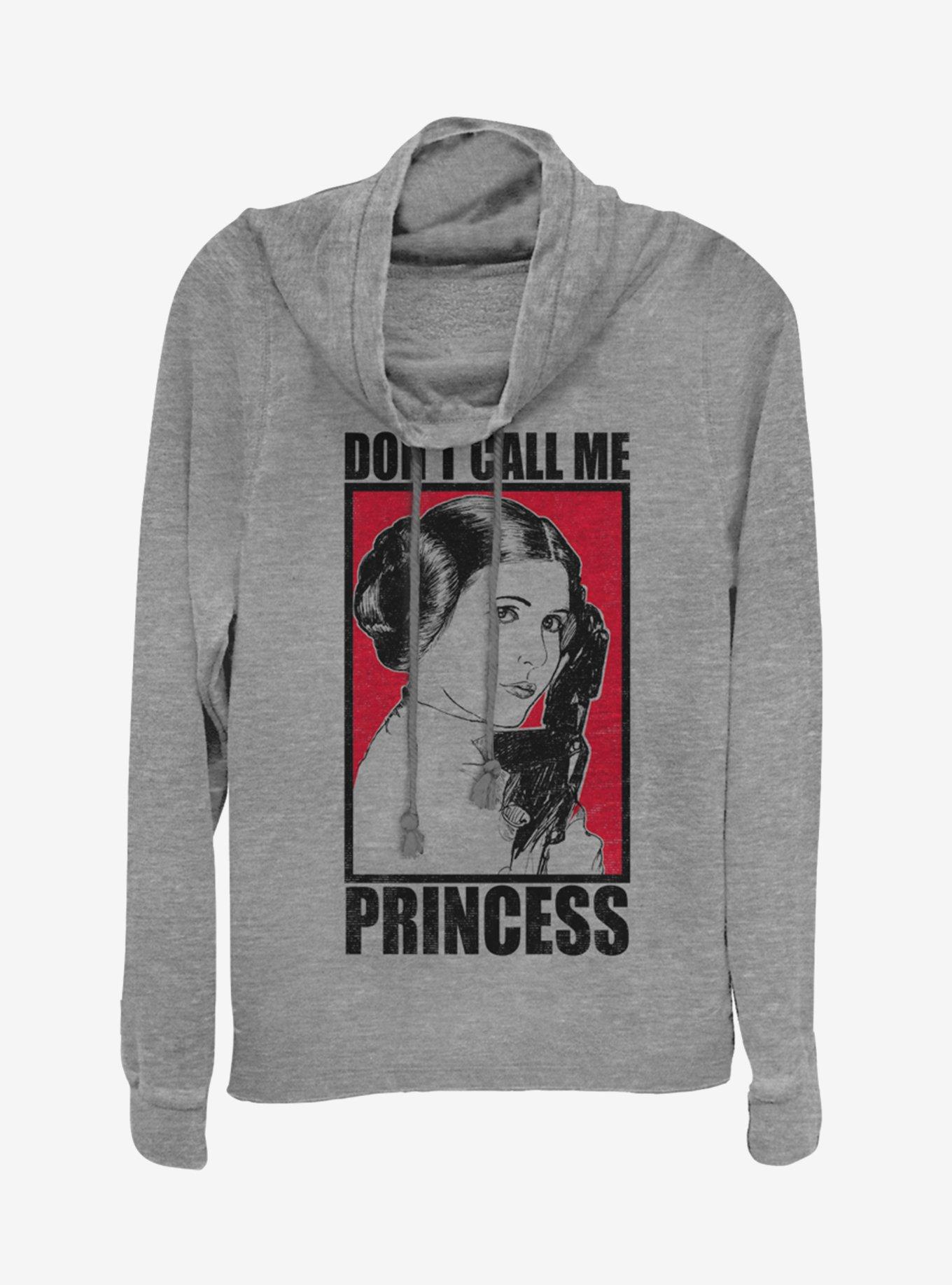 Star Wars No Princess Cowlneck Long-Sleeve Girls Top, GRAY HTR, hi-res