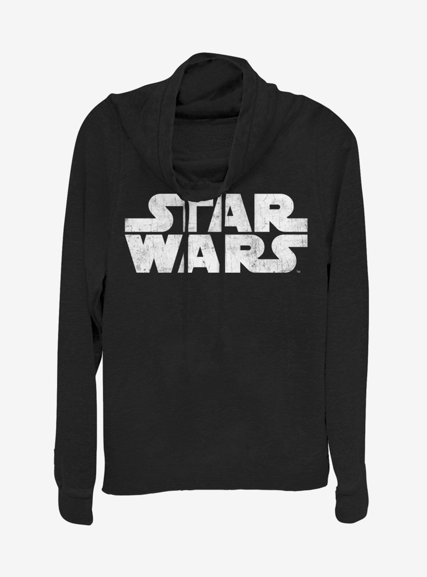 Star Wars Simplest Logo Cowlneck Long-Sleeve Girls Top, BLACK, hi-res