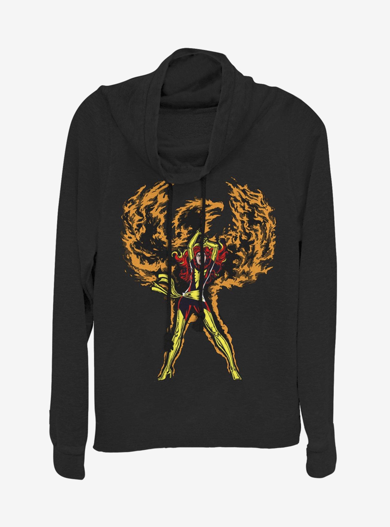 Marvel X-Men Phoenix Rises Cowlneck Long-Sleeve Girls Top, BLACK, hi-res