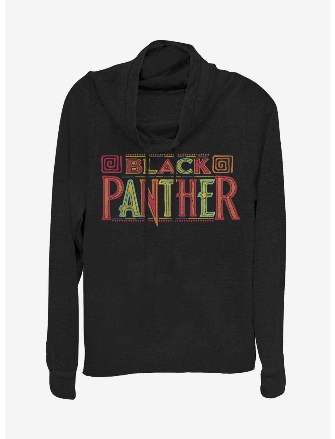 Marvel Black Panther Home Town Logo Cowlneck Long-Sleeve Girls Top, BLACK, hi-res