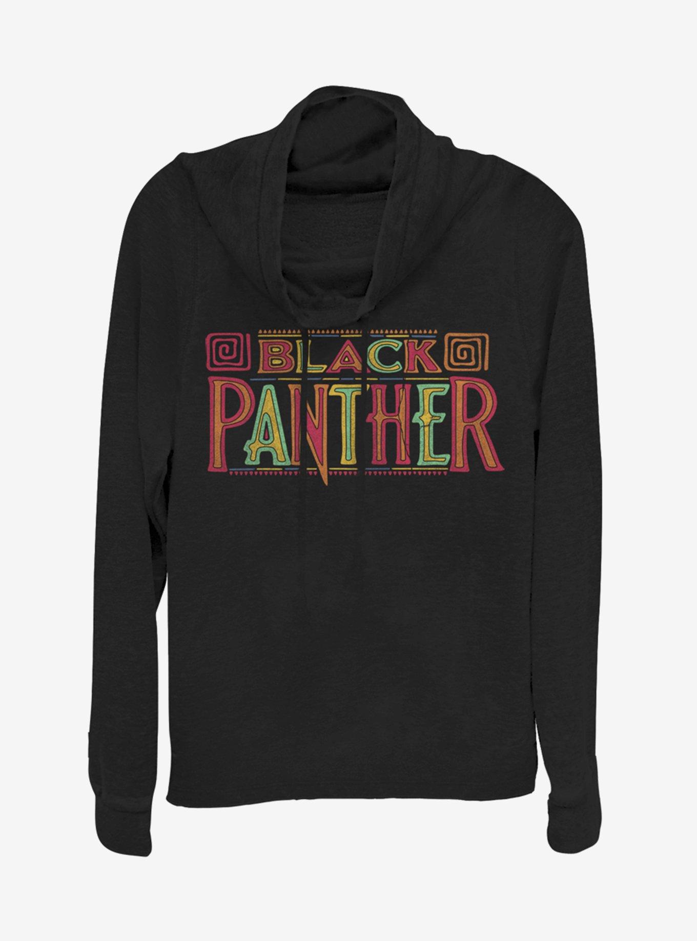 Marvel Black Panther Home Town Logo Cowlneck Long-Sleeve Girls Top, BLACK, hi-res