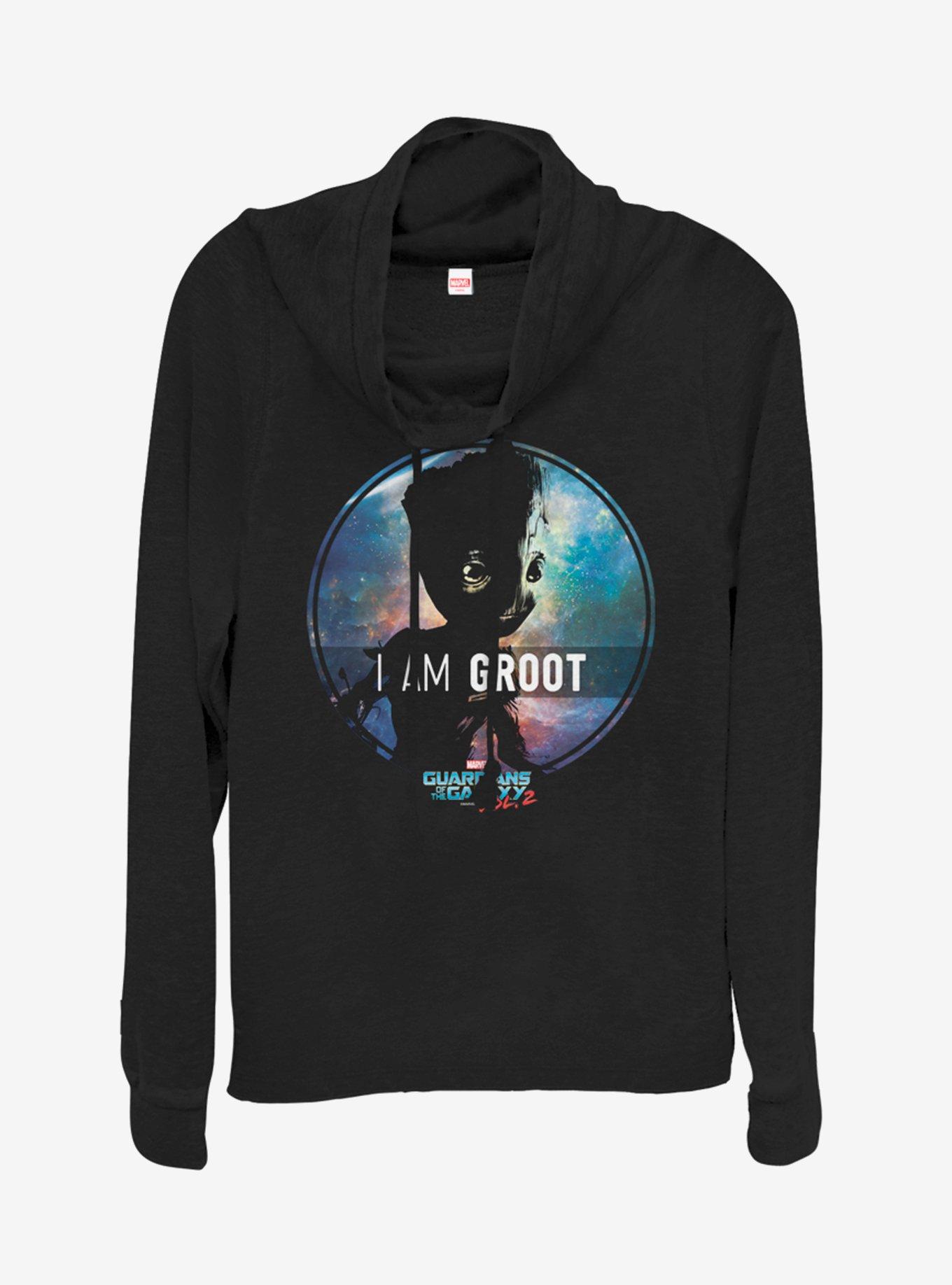 Marvel Guardians of the Galaxy Star Groot Cowlneck Long-Sleeve Girls Top, BLACK, hi-res