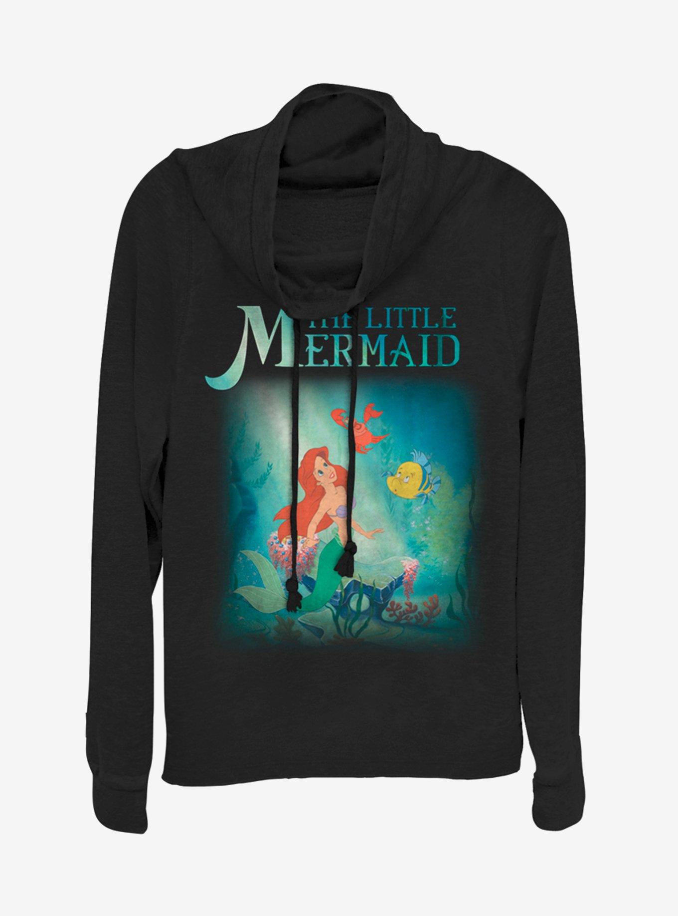 Disney The Little Mermaid Trio Cowlneck Long-Sleeve Girls Top, BLACK, hi-res