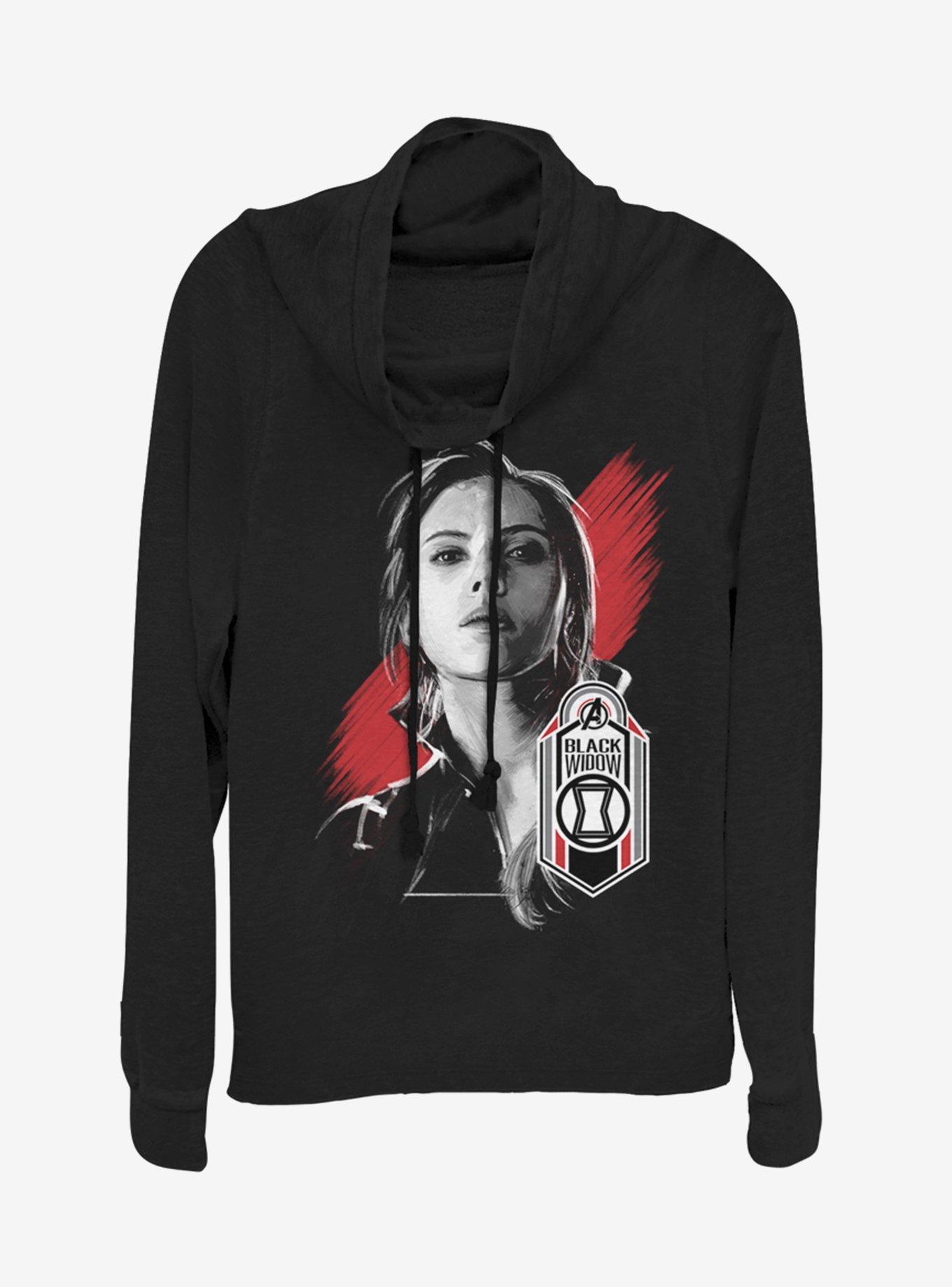 Marvel Avengers: Endgame Black Widow Tag Cowlneck Long-Sleeve Girls Top, , hi-res