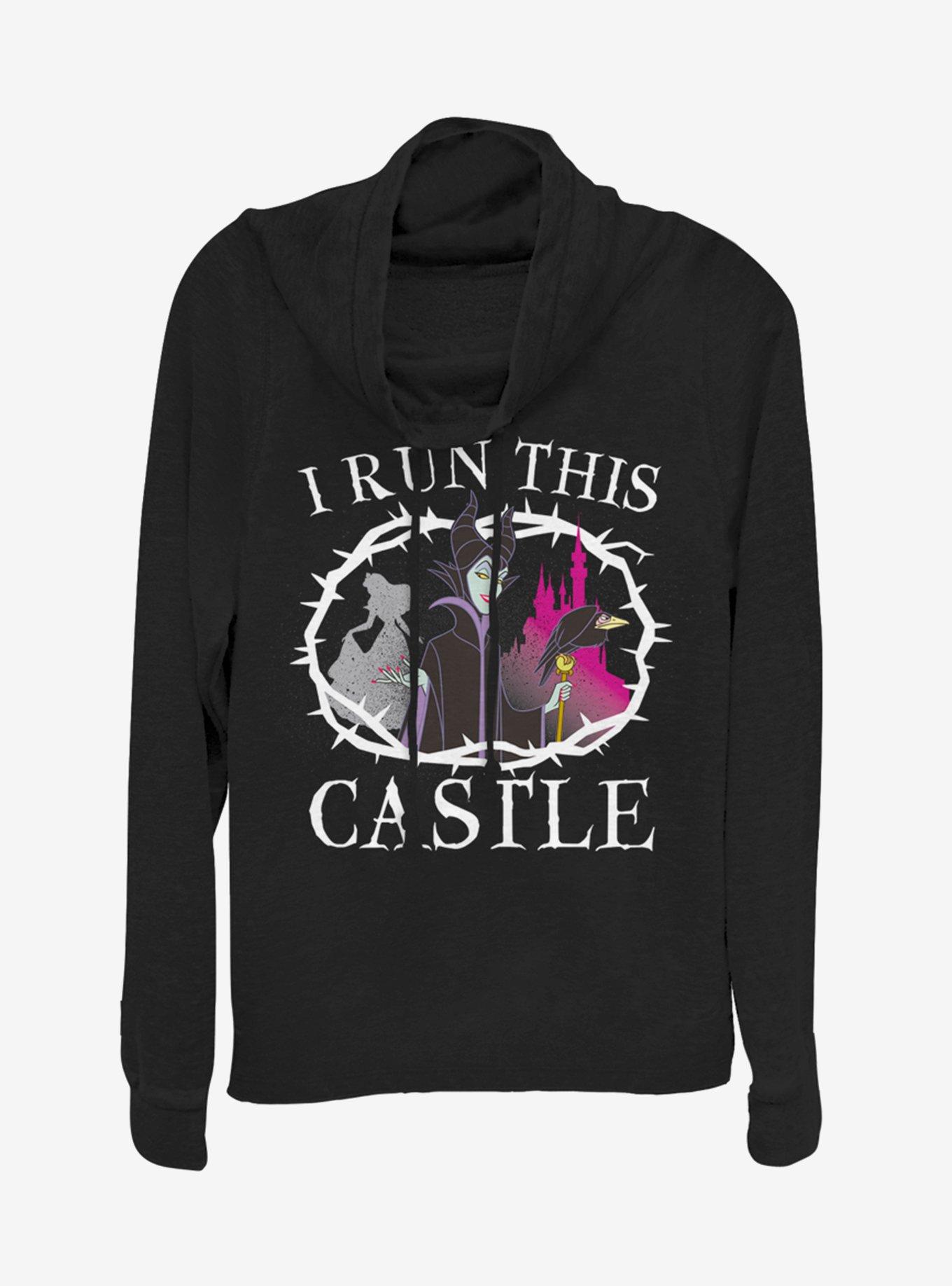 Disney Sleeping Beauty I Run This Castle Cowlneck Long-Sleeve Girls Top, BLACK, hi-res