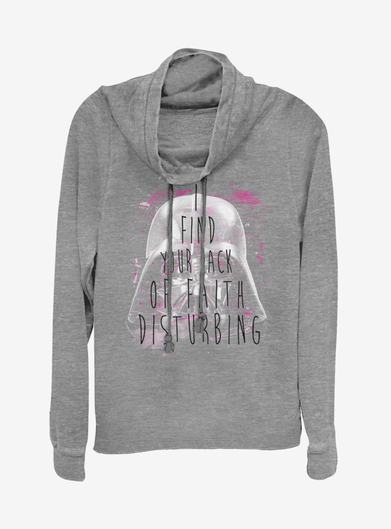 Star Wars Most Disturbing Cowlneck Long-Sleeve Girls Top, GRAY HTR, hi-res