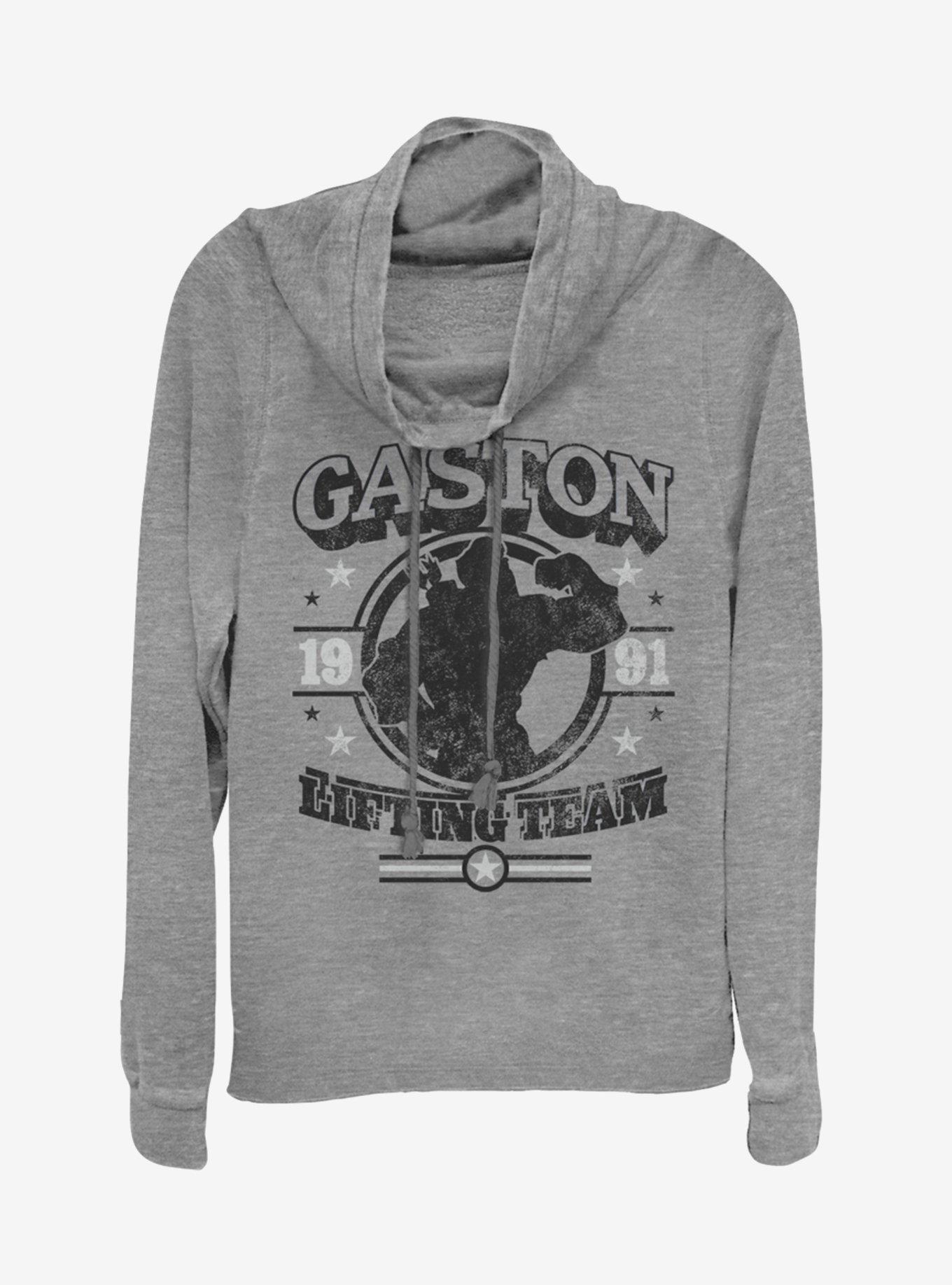 Disney Beauty and the Beast Gaston Gym Cowlneck Long-Sleeve Girls Top, GRAY HTR, hi-res