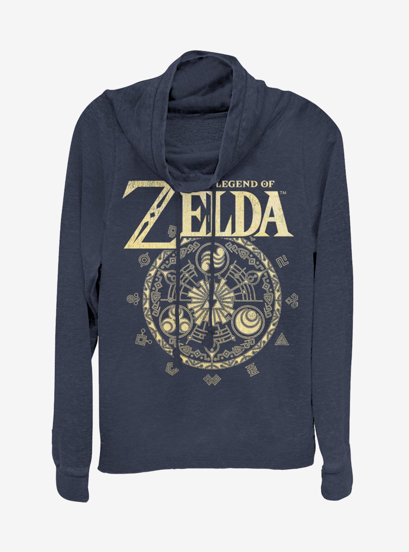 Nintendo The Legend Of Zelda Emblem Cir Cowlneck Long-Sleeve Girls Top, NAVY, hi-res