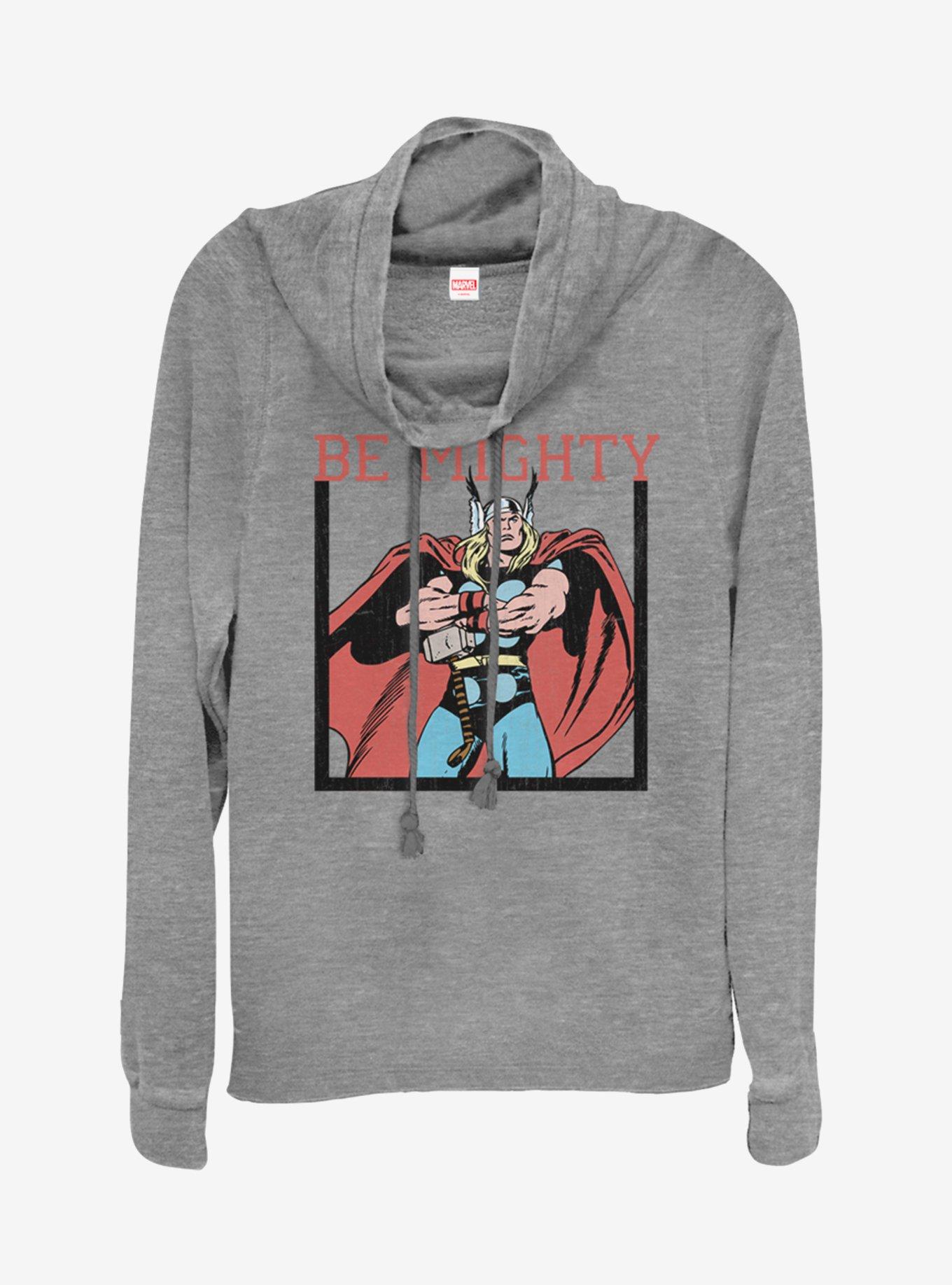 Marvel Thor Be Mighty Cowlneck Long-Sleeve Girls Top, GRAY HTR, hi-res