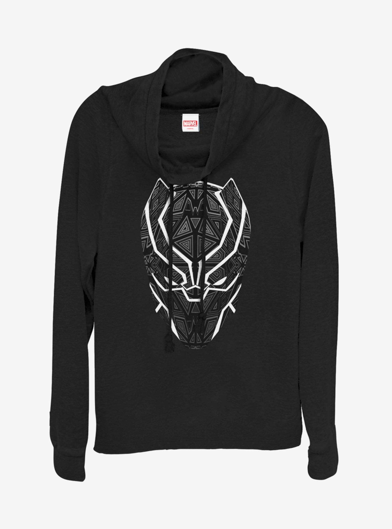 Marvel Black Panther Tribal Tats Cowlneck Long-Sleeve Girls Top, BLACK, hi-res