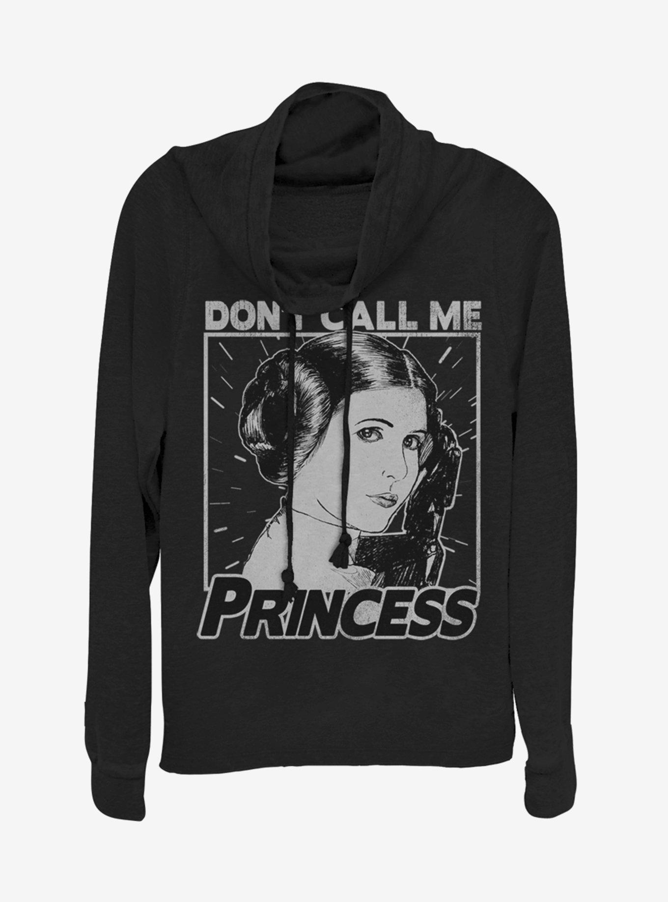 Star Wars No Princess Cowlneck Long-Sleeve Girls Top, BLACK, hi-res