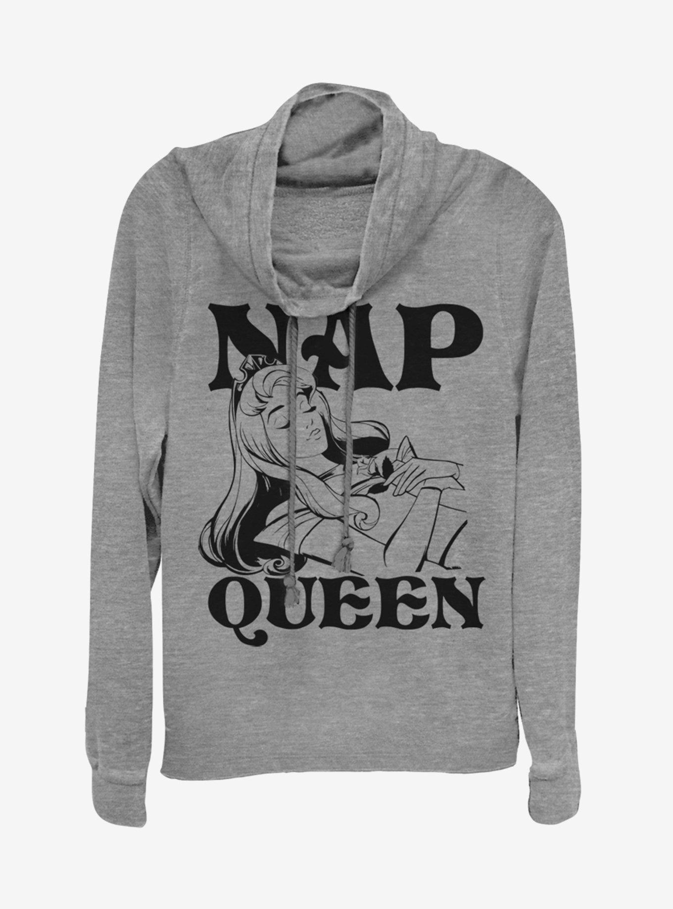 Disney Sleeping Beauty Aurora Nap Queen Cowlneck Long-Sleeve Girls Top, GRAY HTR, hi-res