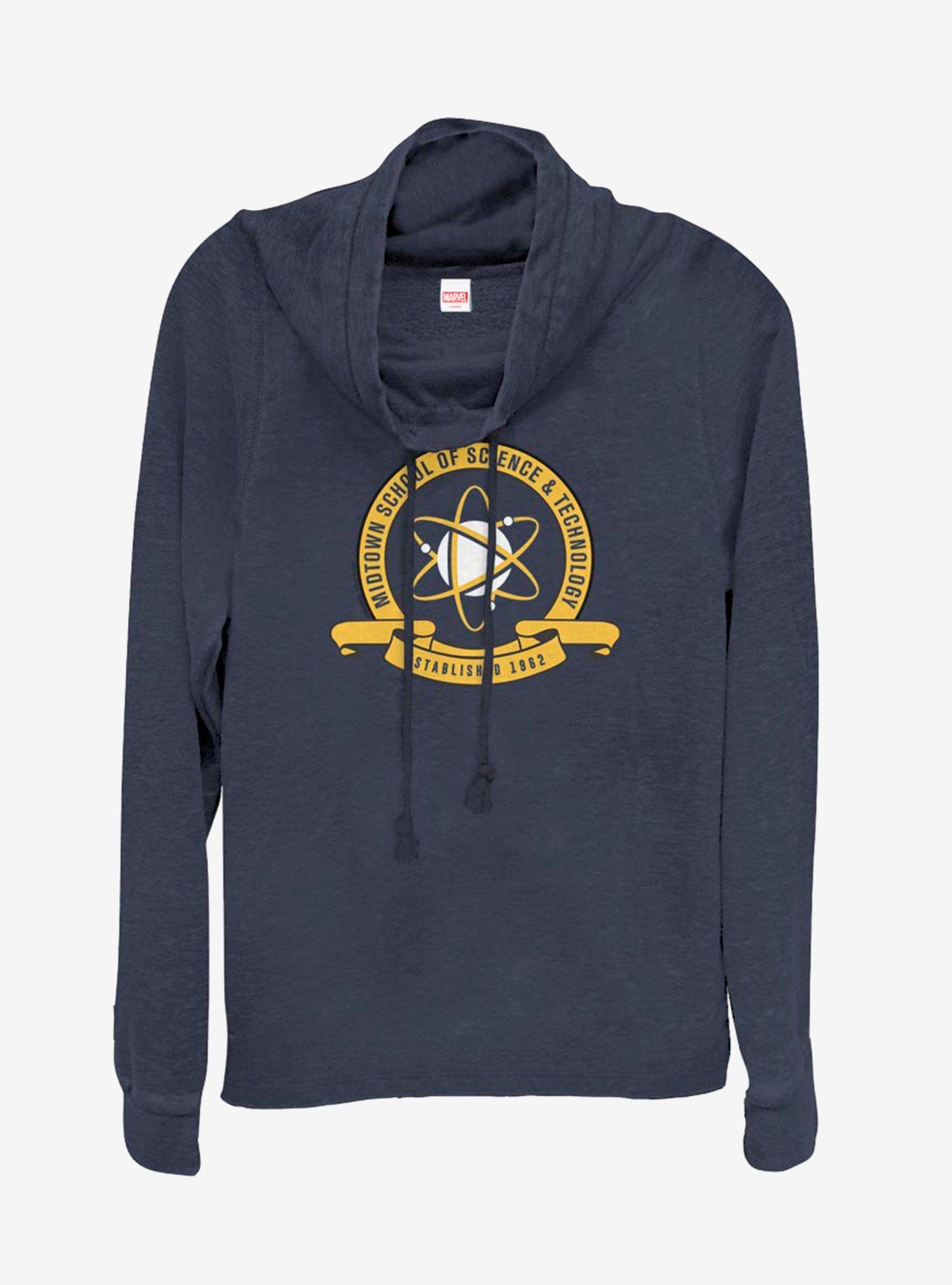 Marvel Spider-Man Homecoming Midtown School Emblem Cowlneck Long-Sleeve Girls Top, , hi-res